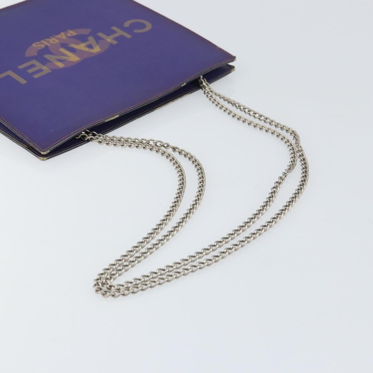 CHANEL Hologram Chain Shoulder Bag Vinyl Purple CC Auth ka1124