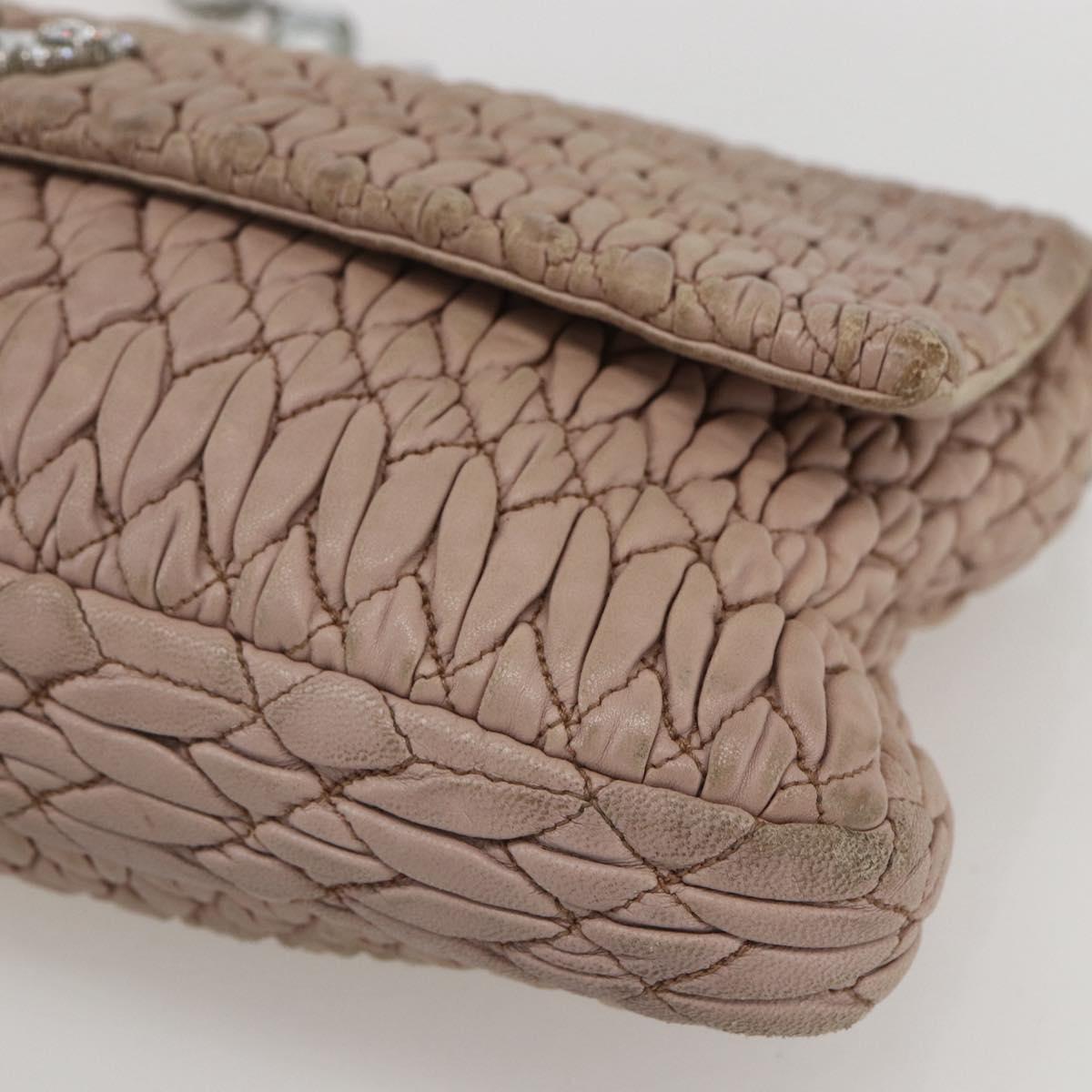Miu Miu Shoulder Bag Leather Silver Pink Auth ka1134