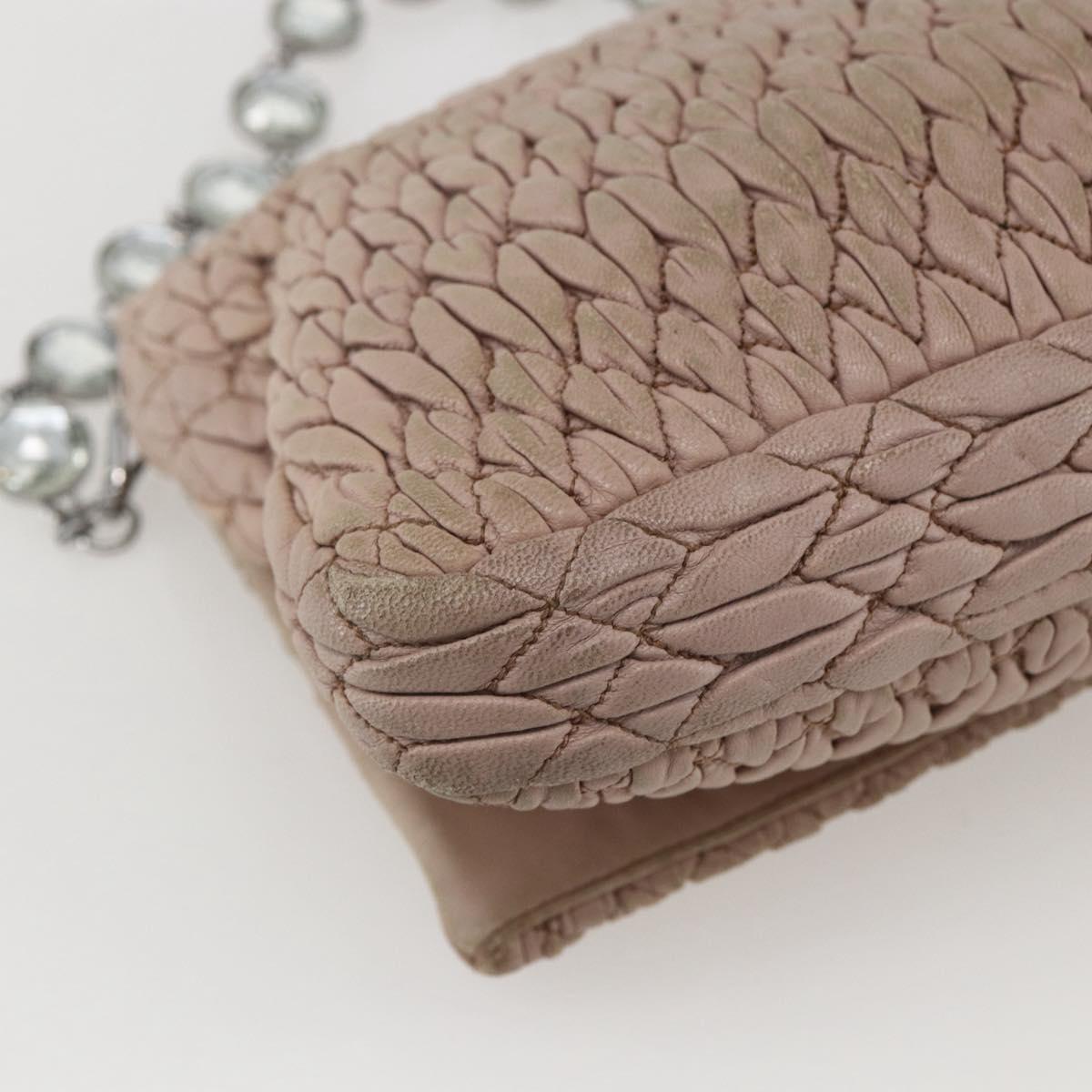Miu Miu Shoulder Bag Leather Silver Pink Auth ka1134