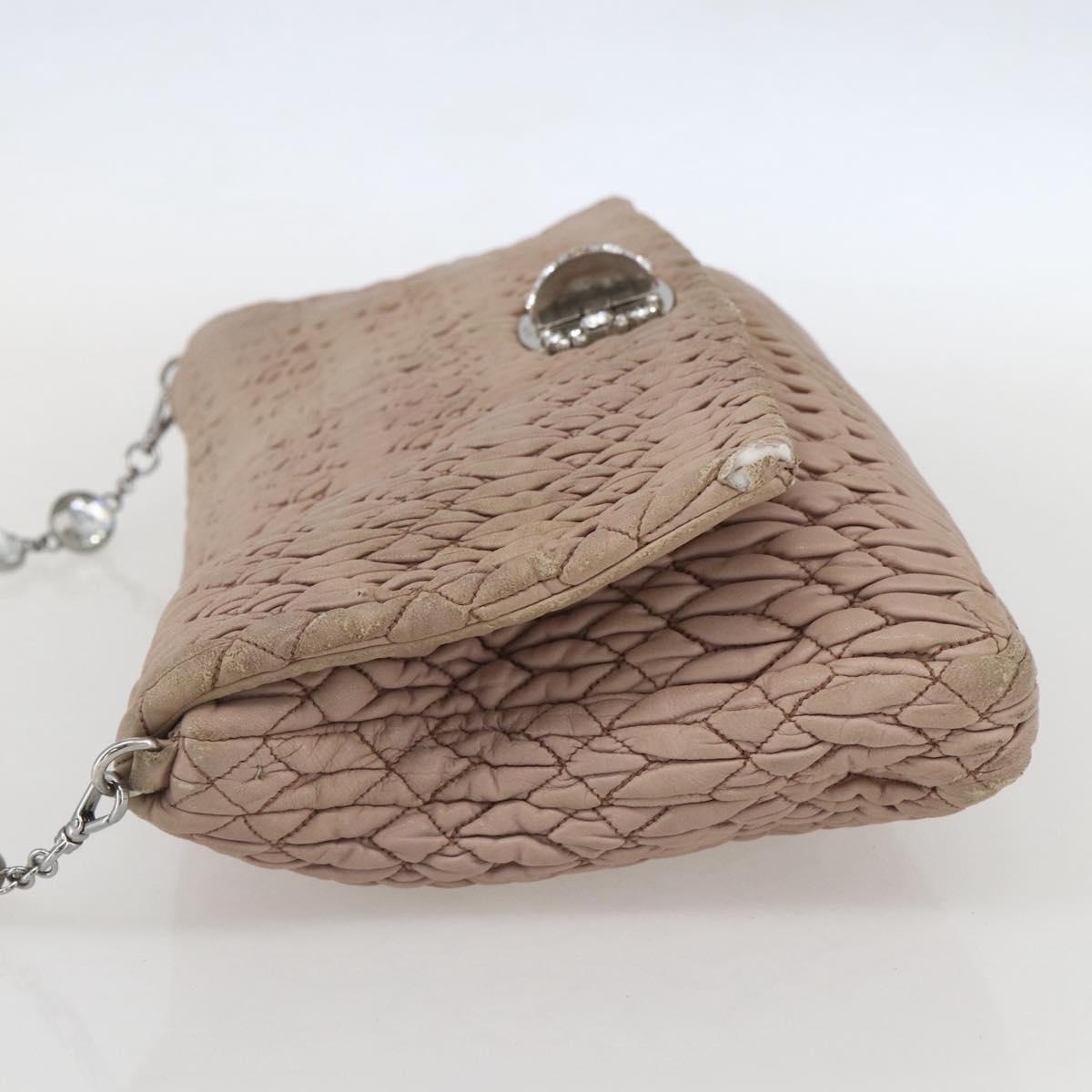 Miu Miu Shoulder Bag Leather Silver Pink Auth ka1134