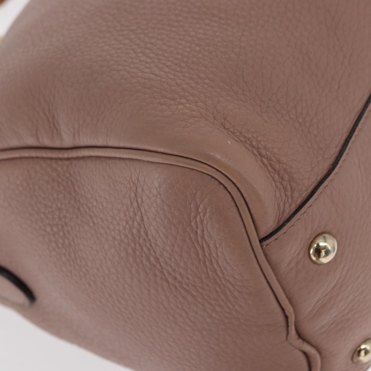 GUCCI Bamboo Hand Bag Leather 2way Pink Gold 353124 Auth ka1138