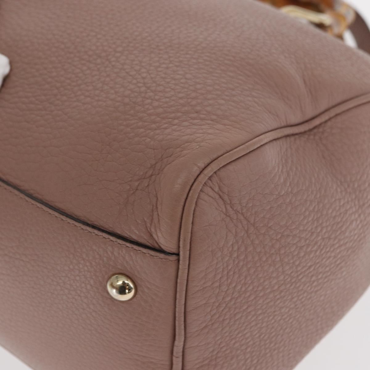 GUCCI Bamboo Hand Bag Leather 2way Pink Gold 353124 Auth ka1138