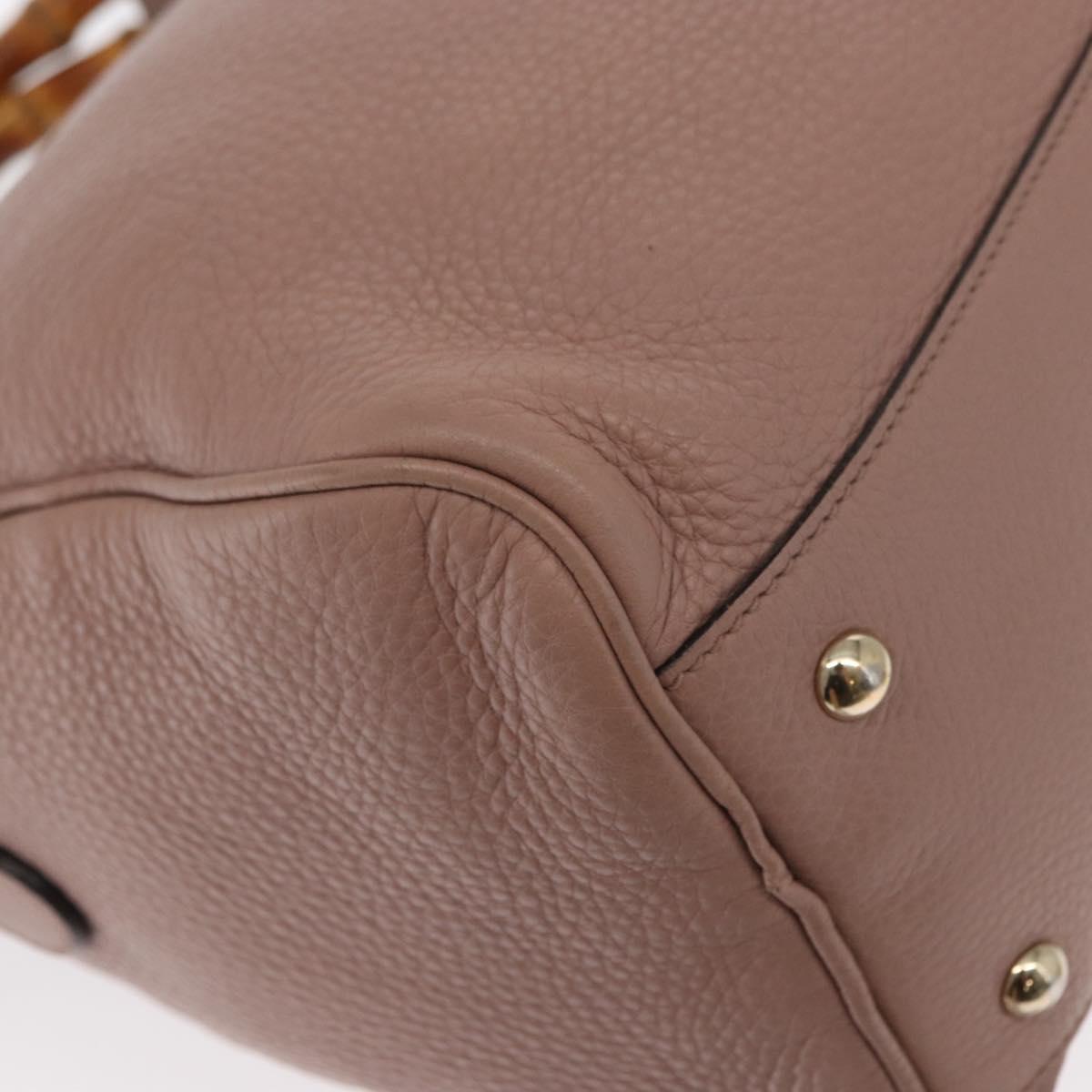 GUCCI Bamboo Hand Bag Leather 2way Pink Gold 353124 Auth ka1138