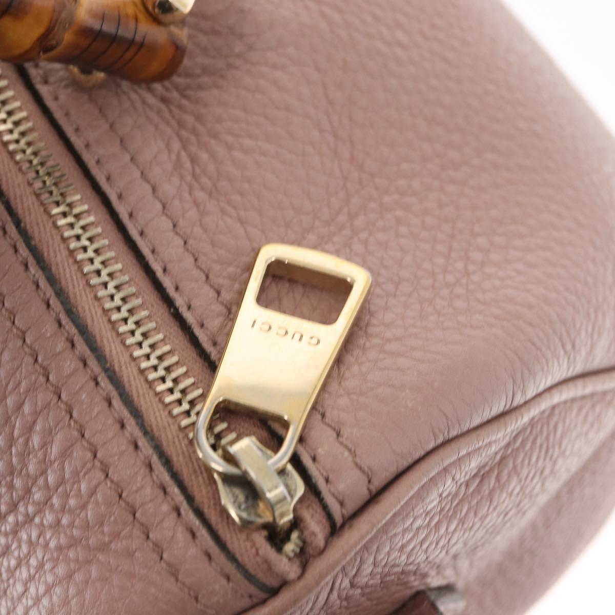 GUCCI Bamboo Hand Bag Leather 2way Pink Gold 353124 Auth ka1138