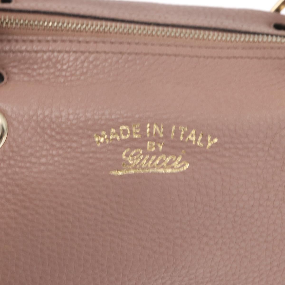 GUCCI Bamboo Hand Bag Leather 2way Pink Gold 353124 Auth ka1138