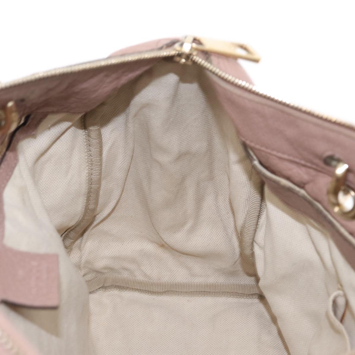 GUCCI Bamboo Hand Bag Leather 2way Pink Gold 353124 Auth ka1138