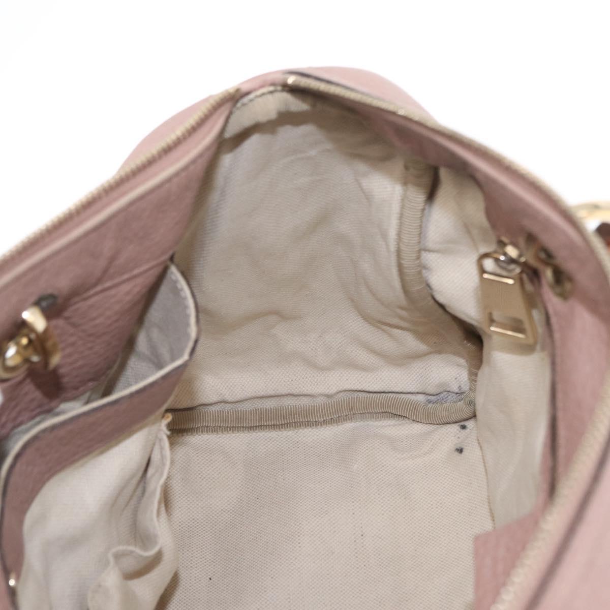 GUCCI Bamboo Hand Bag Leather 2way Pink Gold 353124 Auth ka1138