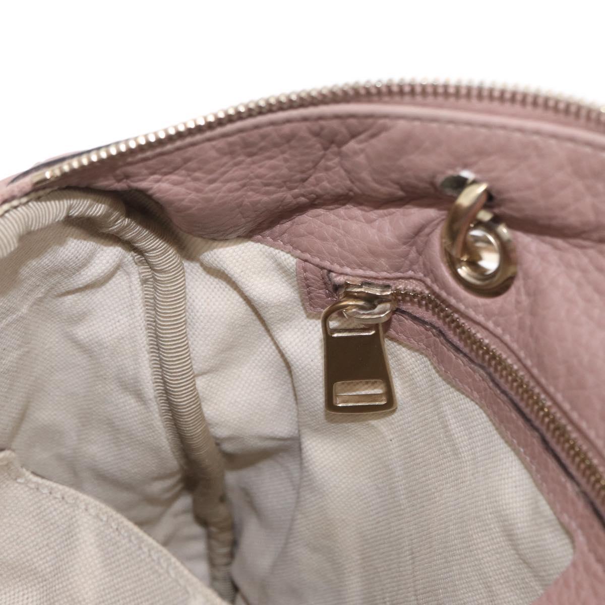 GUCCI Bamboo Hand Bag Leather 2way Pink Gold 353124 Auth ka1138