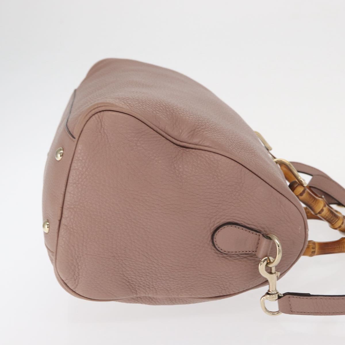 GUCCI Bamboo Hand Bag Leather 2way Pink Gold 353124 Auth ka1138