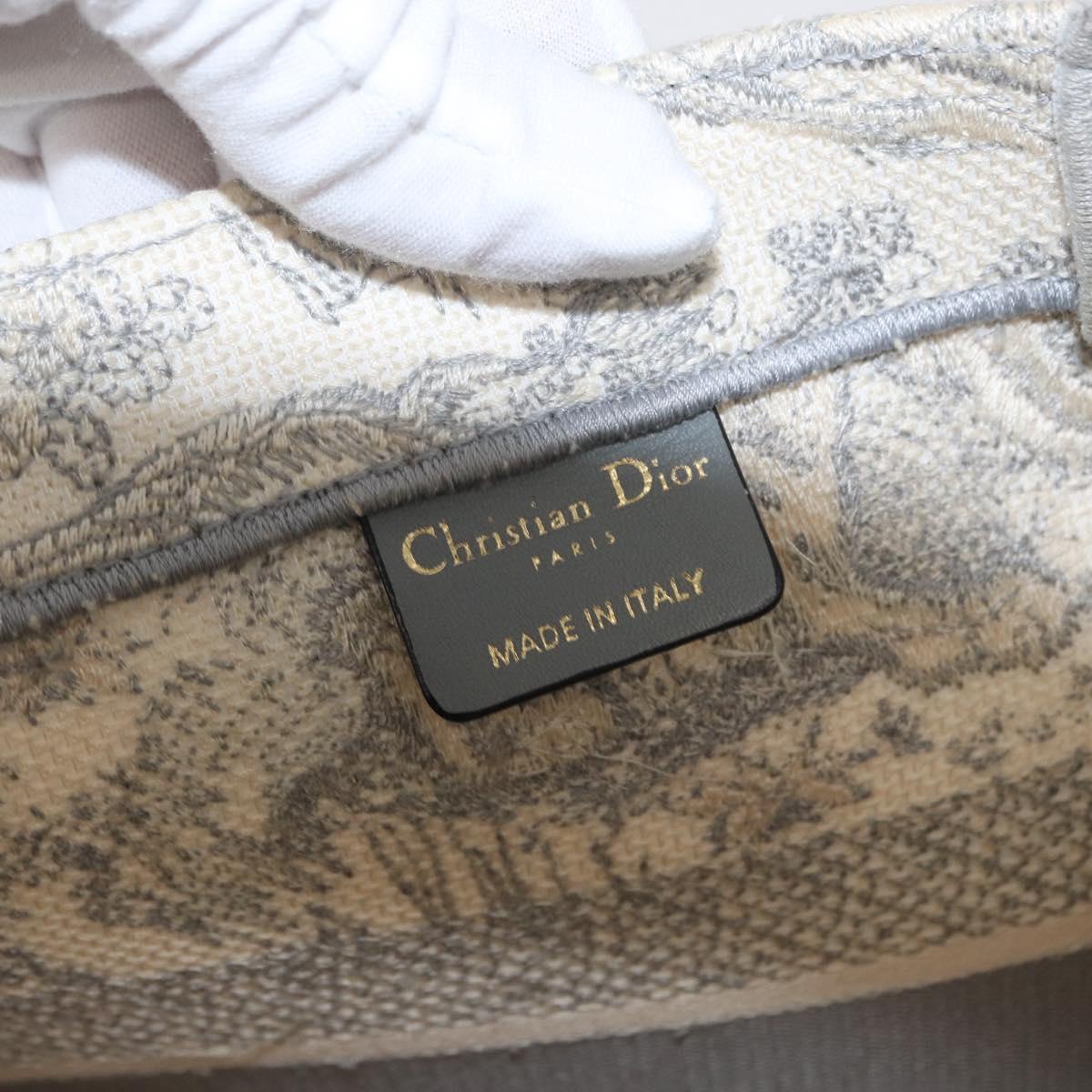 Christian Dior Toile De Jouy Book Tote Hand Bag Canvas Gray Auth ka113A