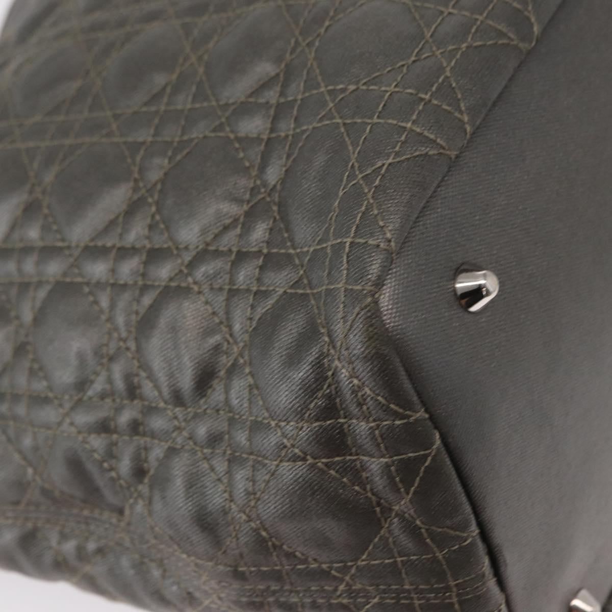 Christian Dior Canage Tote Bag Coated Canvas Silver tone Auth ka114