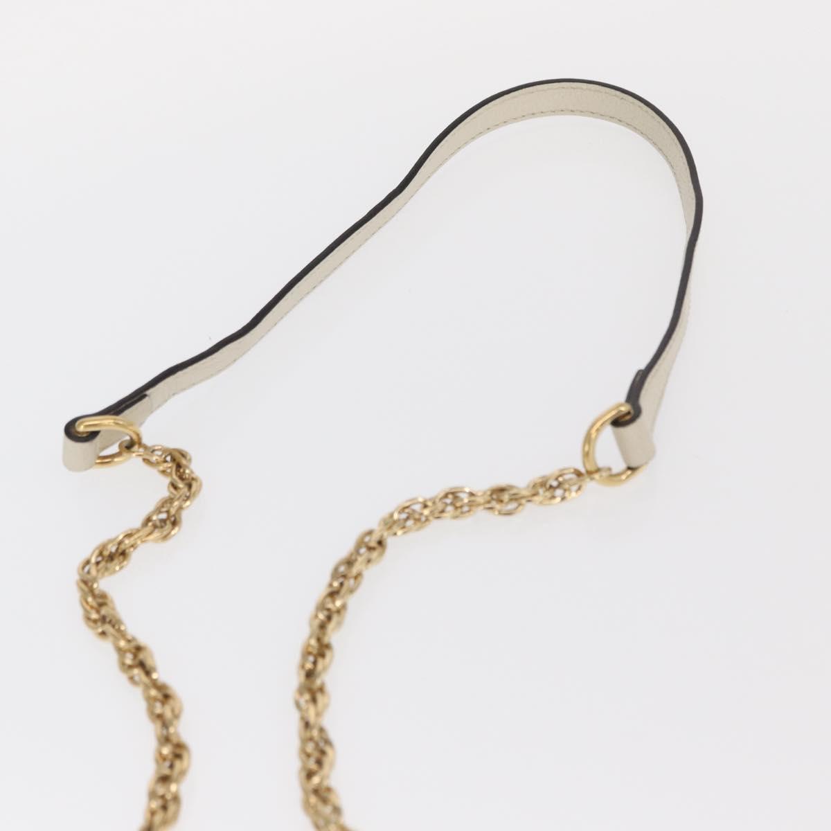 GUCCI Chain GG Marmont Sherry Line Bag Leather White Gold 550618 Auth ka1140