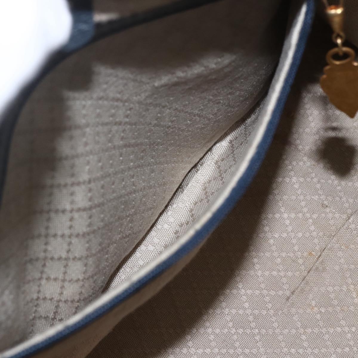 GUCCI GG Supreme Hand Bag PVC Navy Gold Auth ka1142
