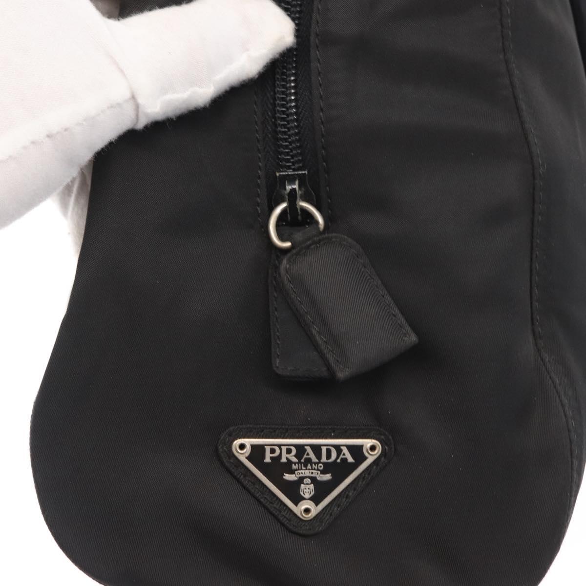 PRADA Hand Bag Nylon Black Silver Auth ka1143