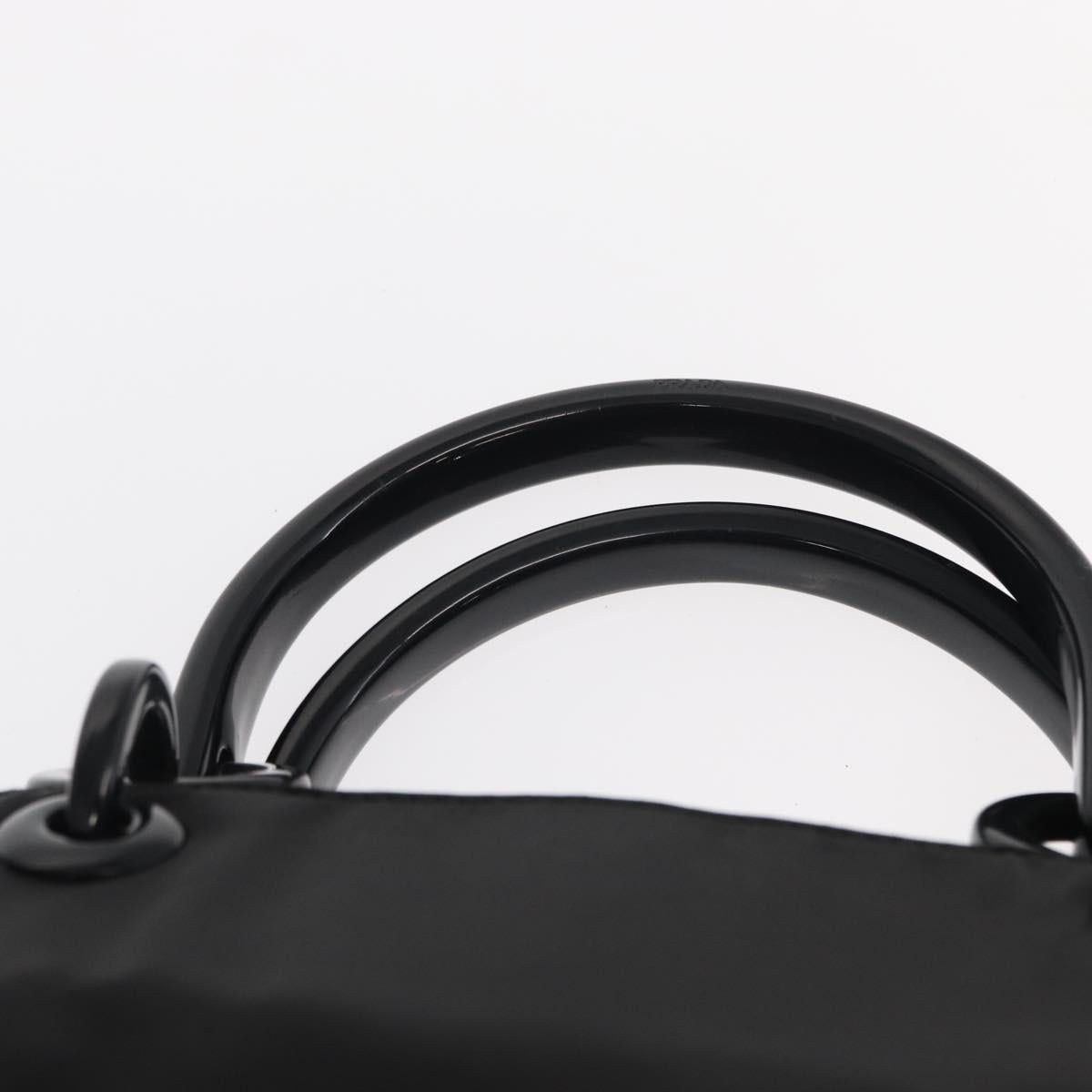 PRADA Hand Bag Nylon Black Silver Auth ka1143