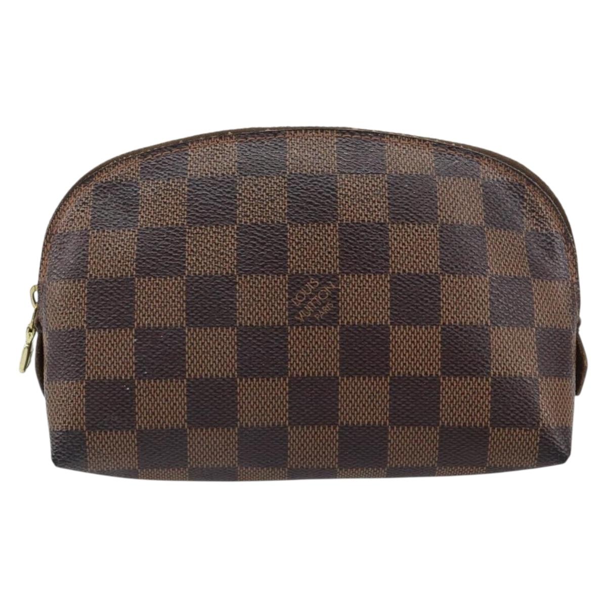 LOUIS VUITTON Damier Ebene Pochette Cosmetic PM Pouch N47516 LV Auth ka1146