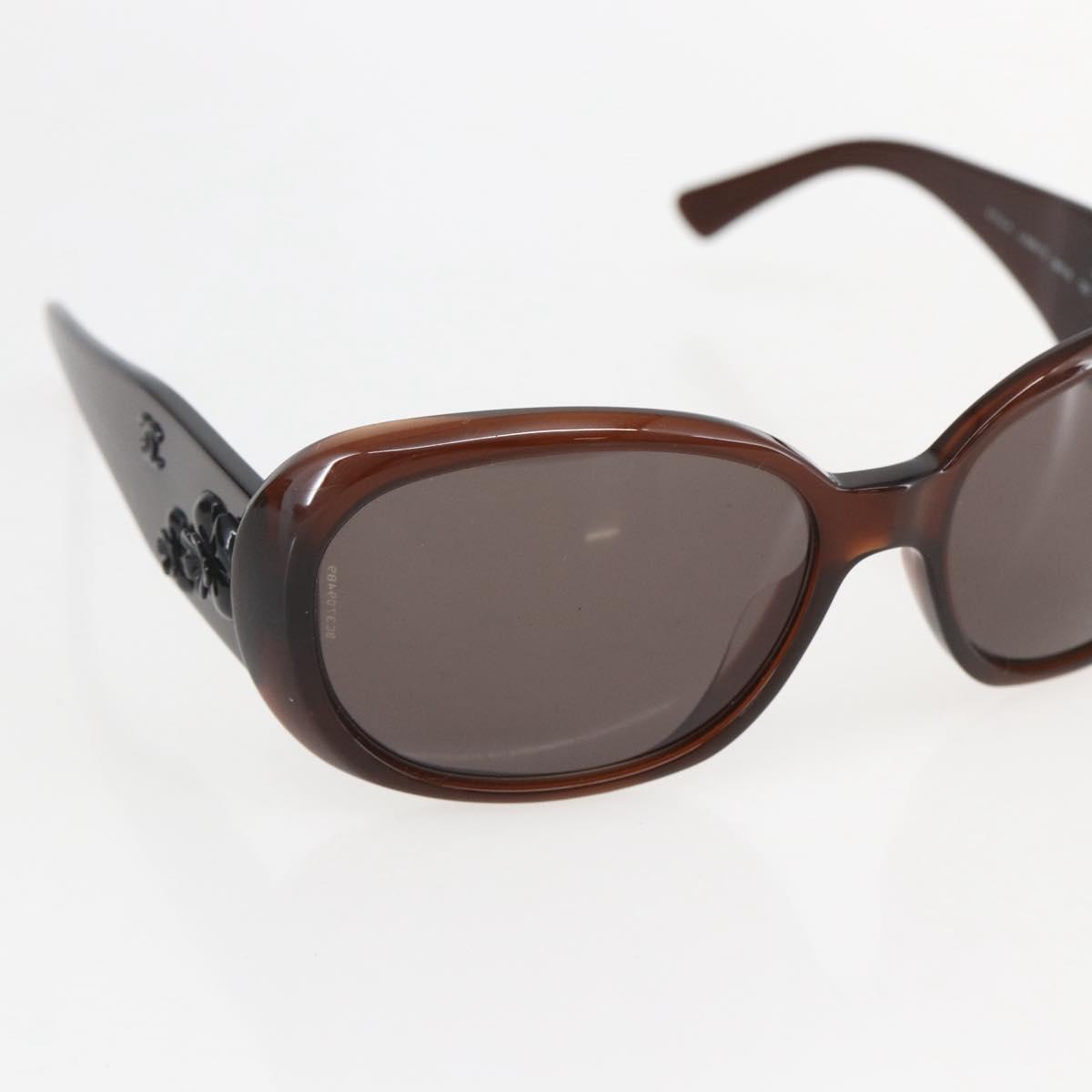 CHANEL Camelia Sunglasses plastic Brown CC Auth ka1148
