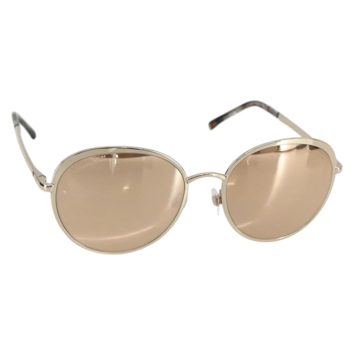 CHANEL Sunglasses metal Gold Tone CC Auth ka1149