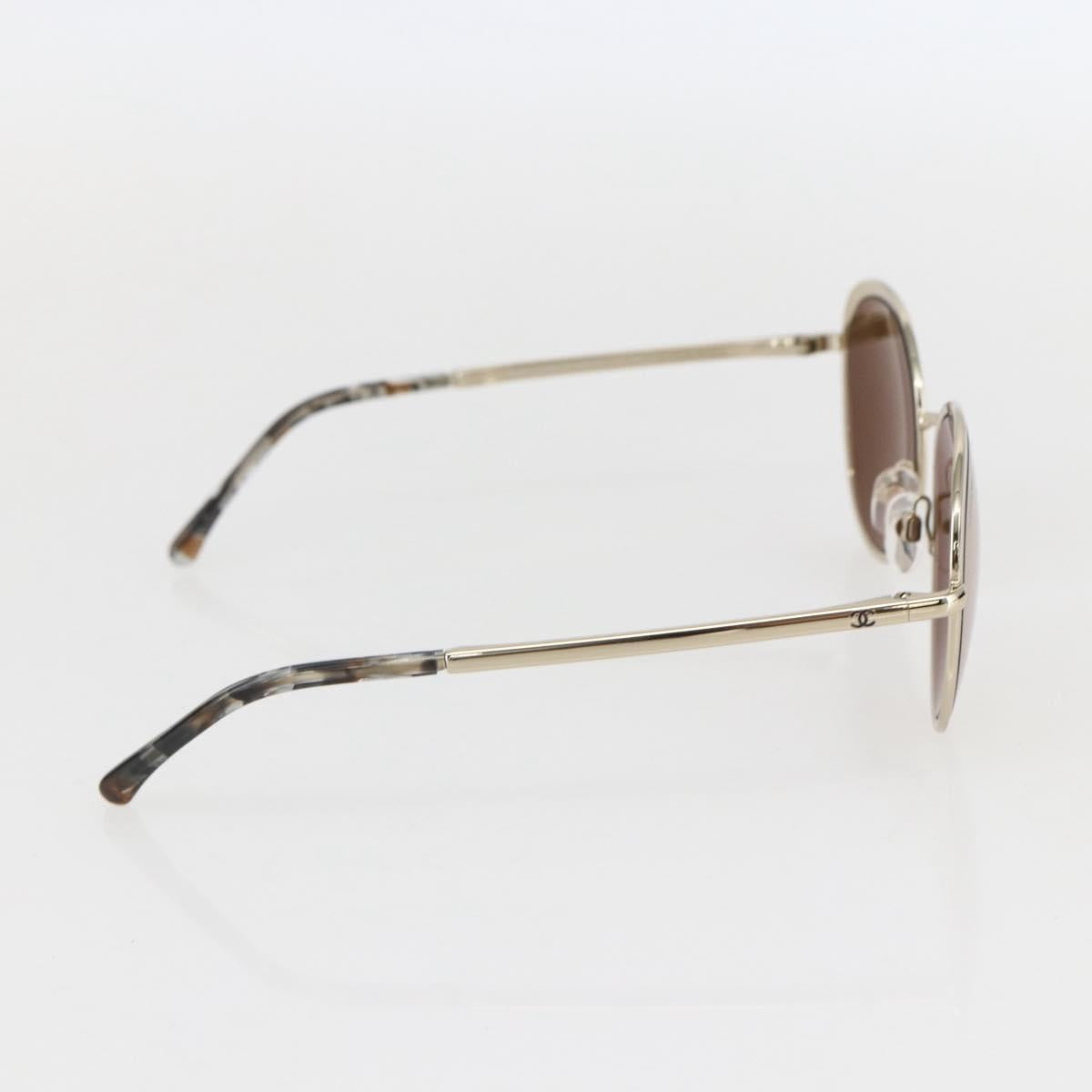 CHANEL Sunglasses metal Gold Tone CC Auth ka1149