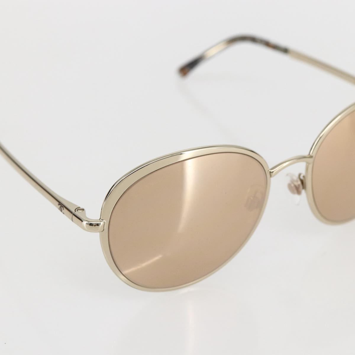 CHANEL Sunglasses metal Gold Tone CC Auth ka1149