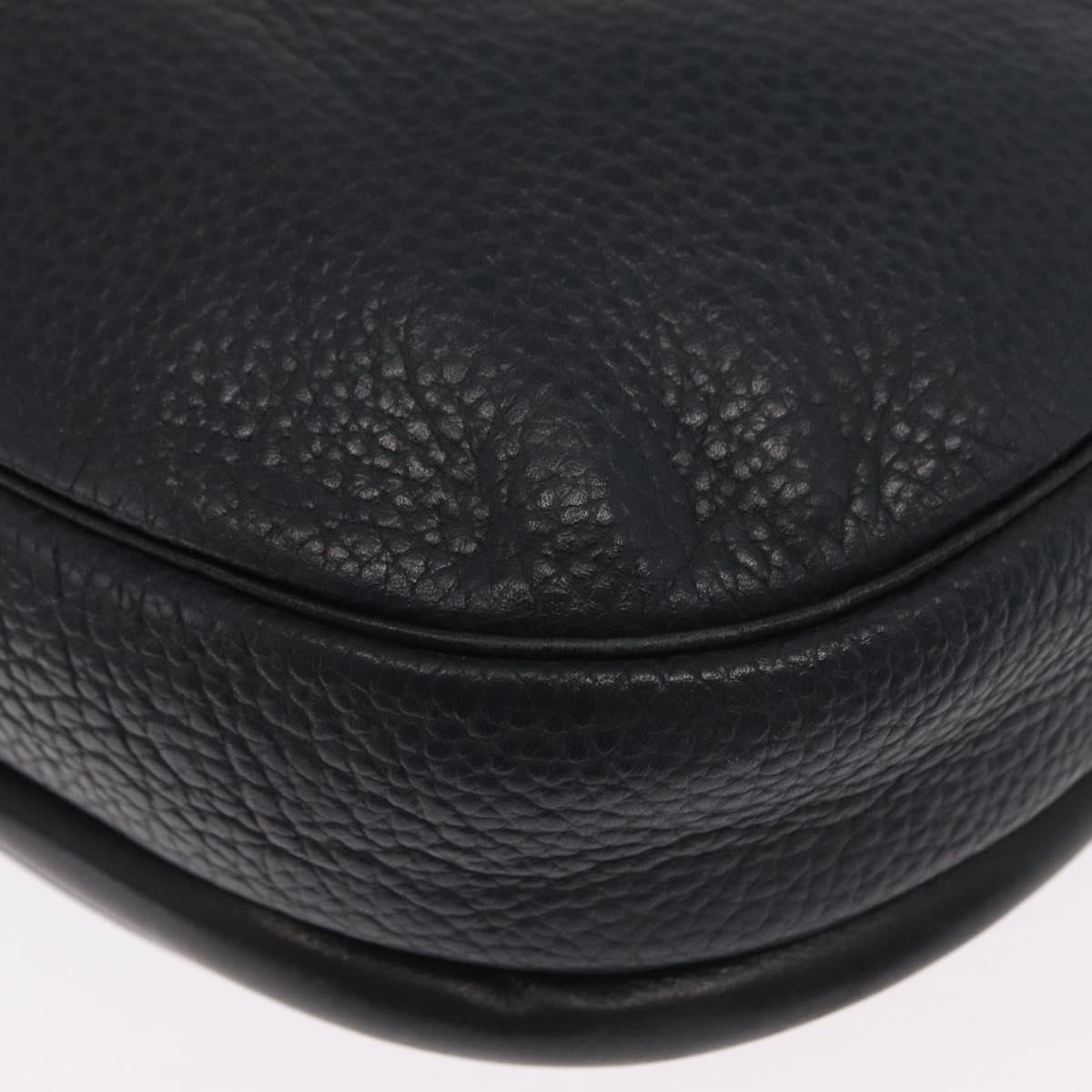 Christian Dior Shoulder Bag Leather Navy Gold Auth ka1151