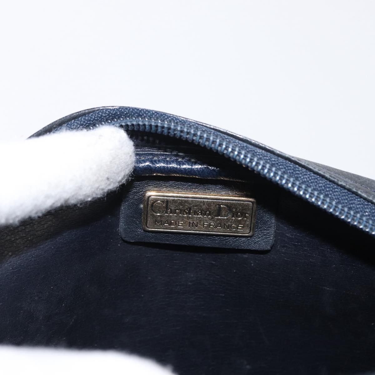 Christian Dior Shoulder Bag Leather Navy Gold Auth ka1151