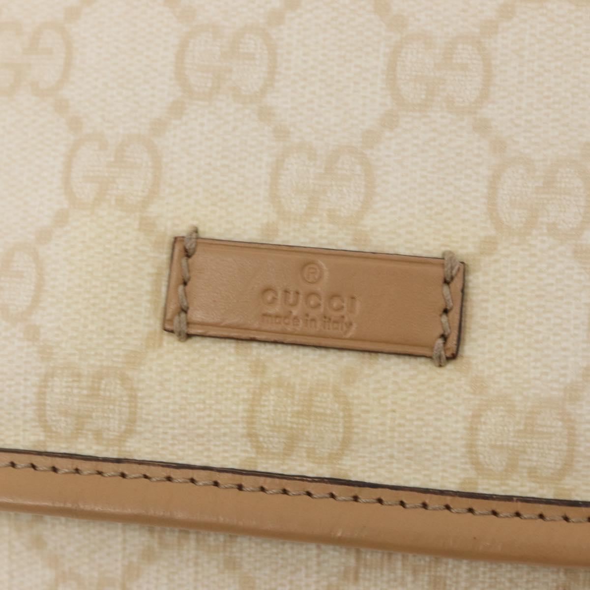 GUCCI GG Supreme Shoulder Bag PVC White Gold 223666 Auth ka1153