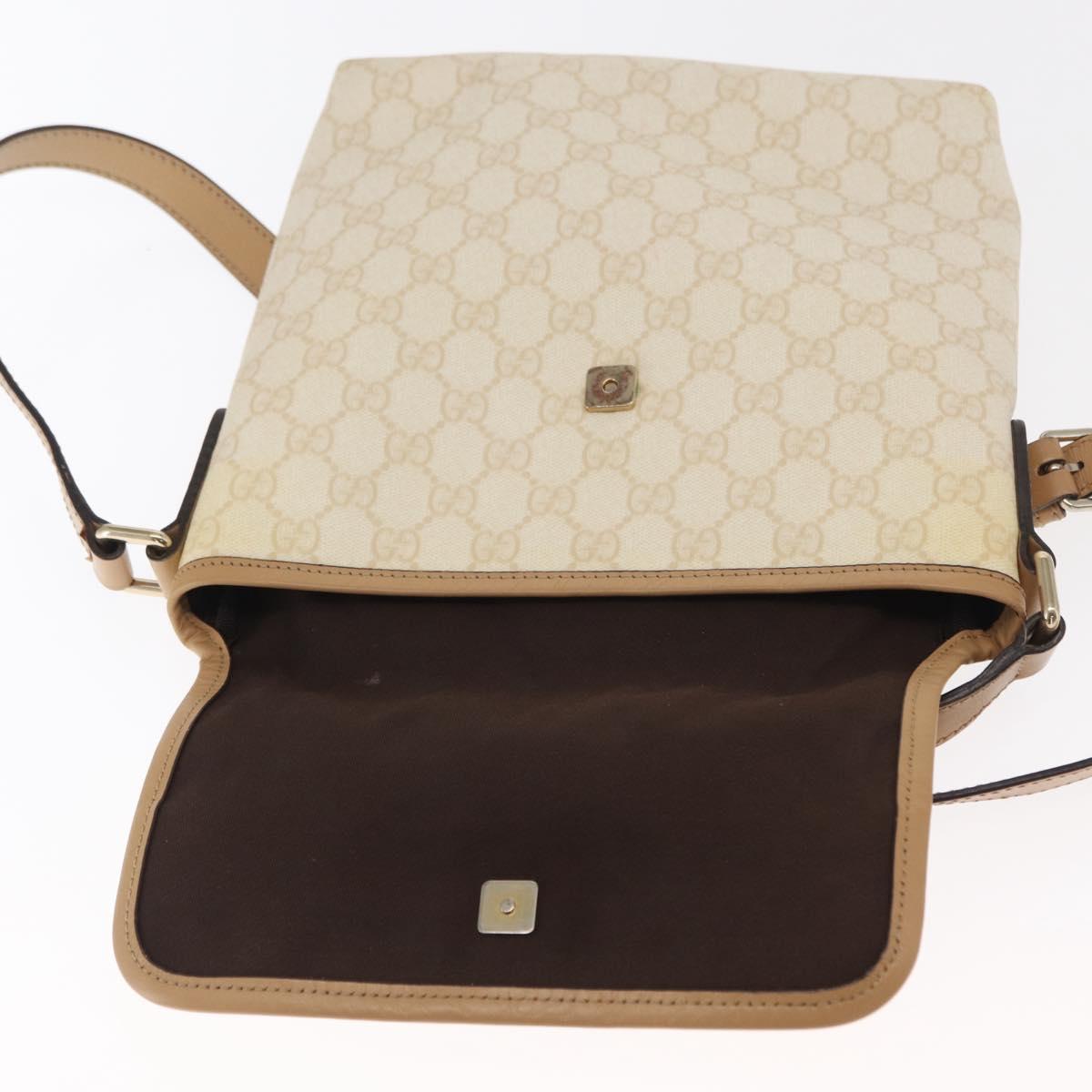 GUCCI GG Supreme Shoulder Bag PVC White Gold 223666 Auth ka1153