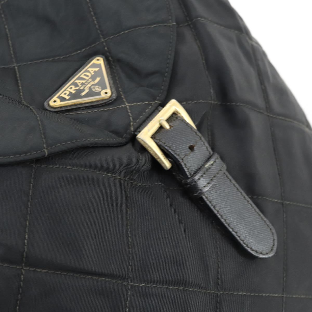 PRADA Backpack Nylon Black Gold Auth ka1154