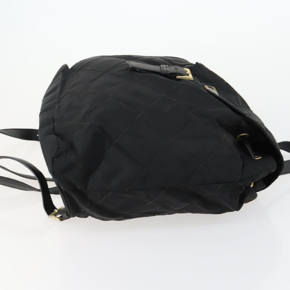 PRADA Backpack Nylon Black Gold Auth ka1154