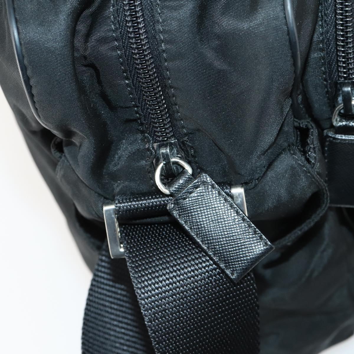 PRADA Shoulder Bag Nylon Black Silver Auth ka1156