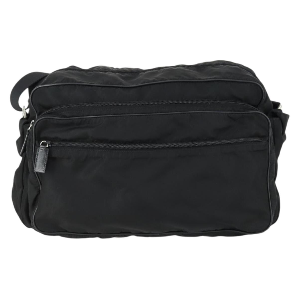 PRADA Shoulder Bag Nylon Black Silver Auth ka1156