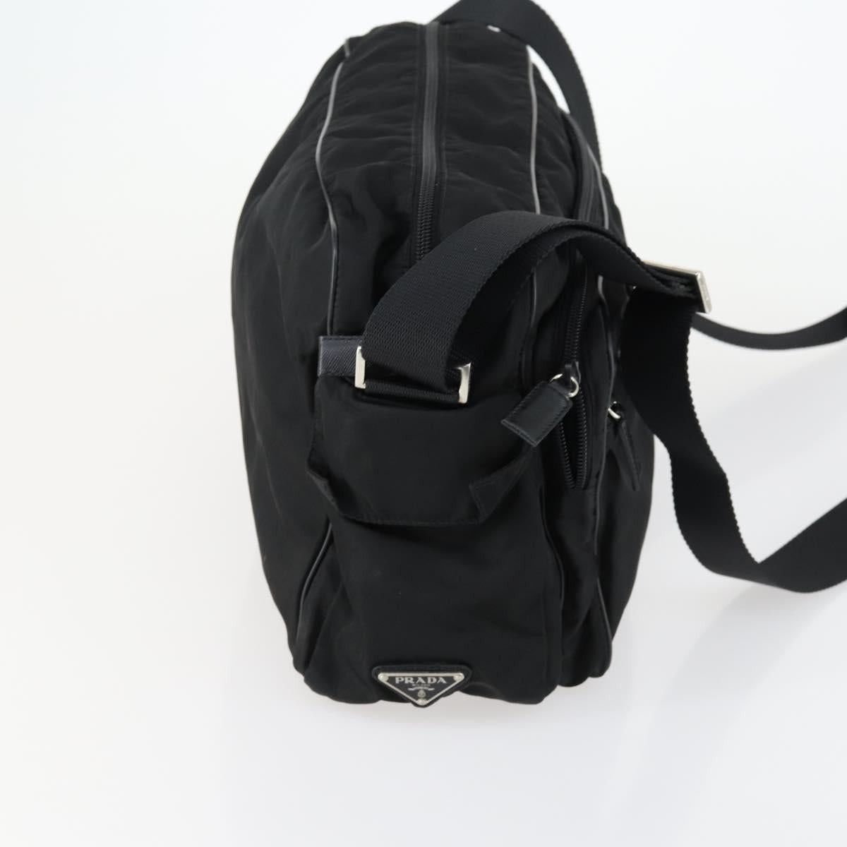 PRADA Shoulder Bag Nylon Black Silver Auth ka1156