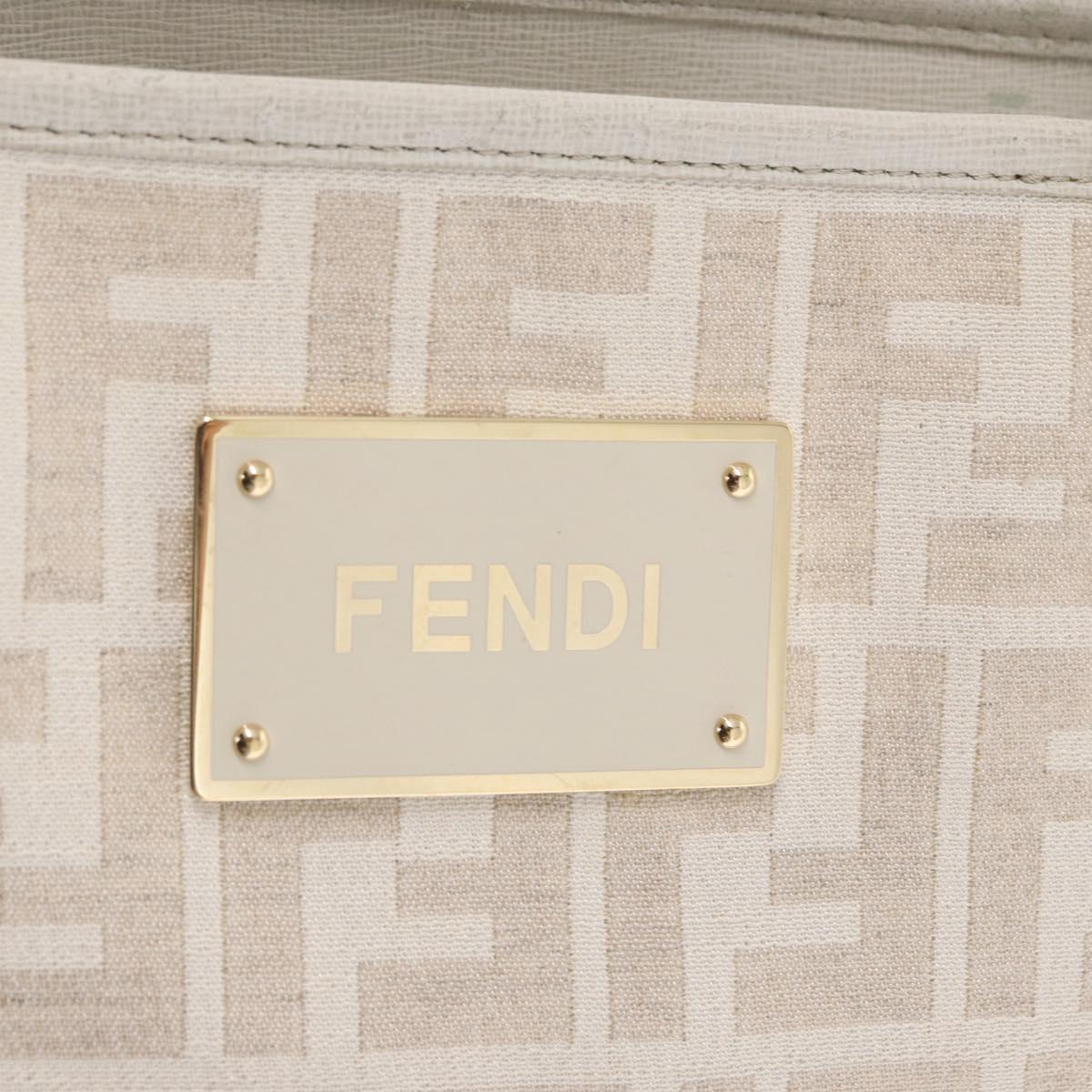 FENDI Zucca Canvas Tote Bag Beige Gold Auth ka1157