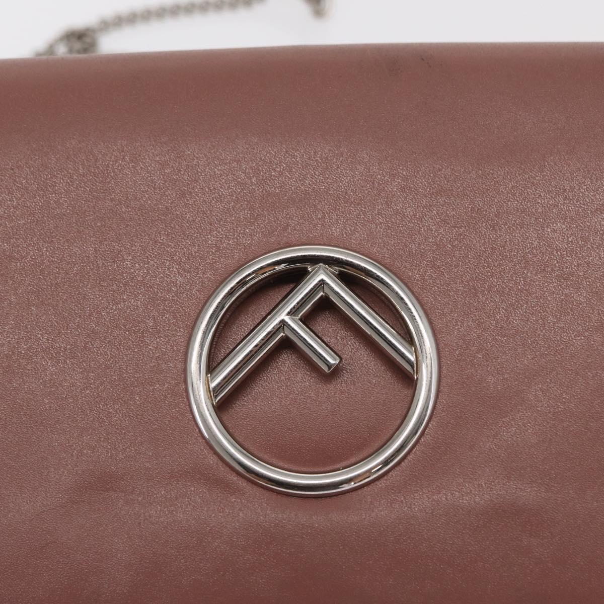 FENDI Chain Shoulder Bag Leather Pink Silver Auth ka1161
