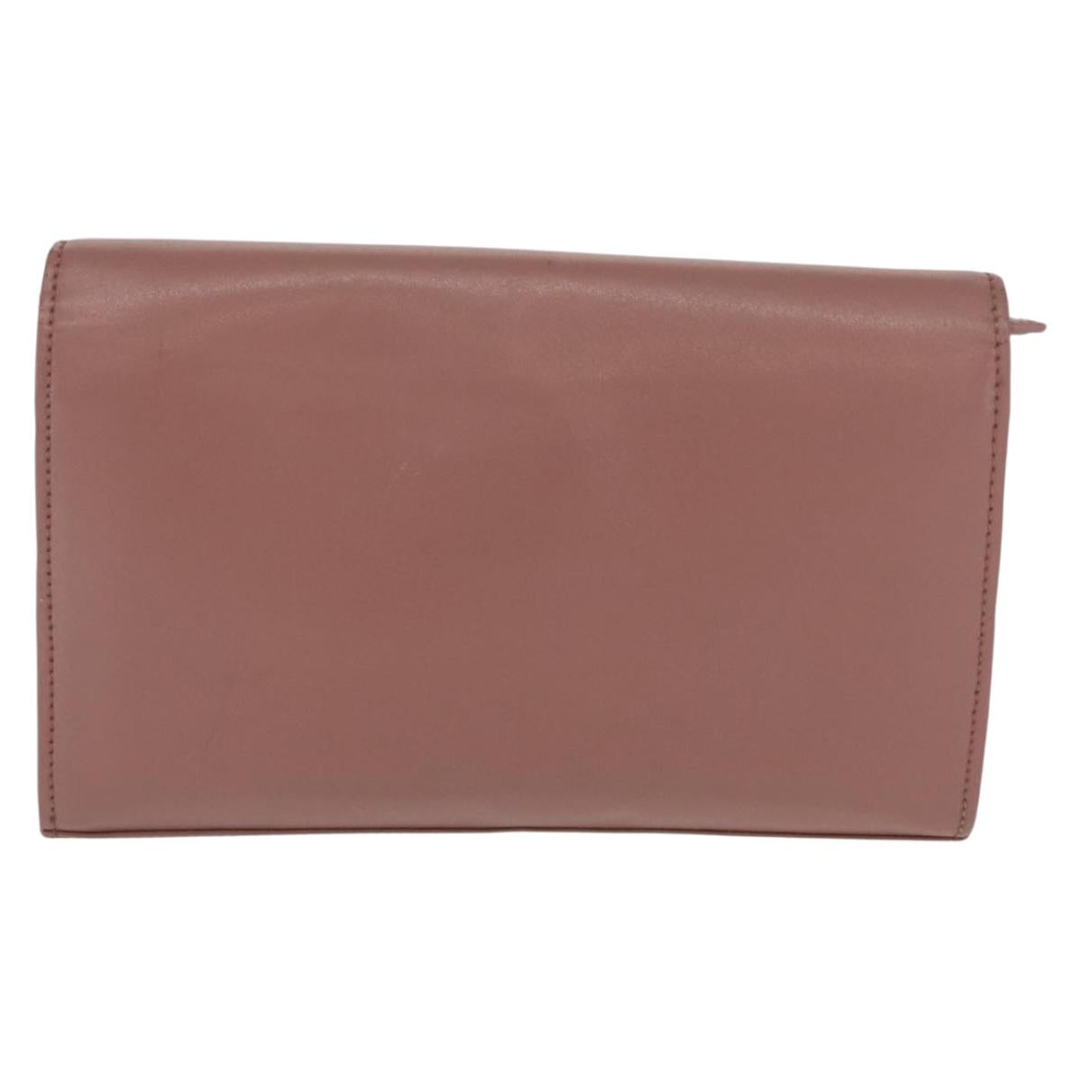 FENDI Chain Shoulder Bag Leather Pink Silver Auth ka1161