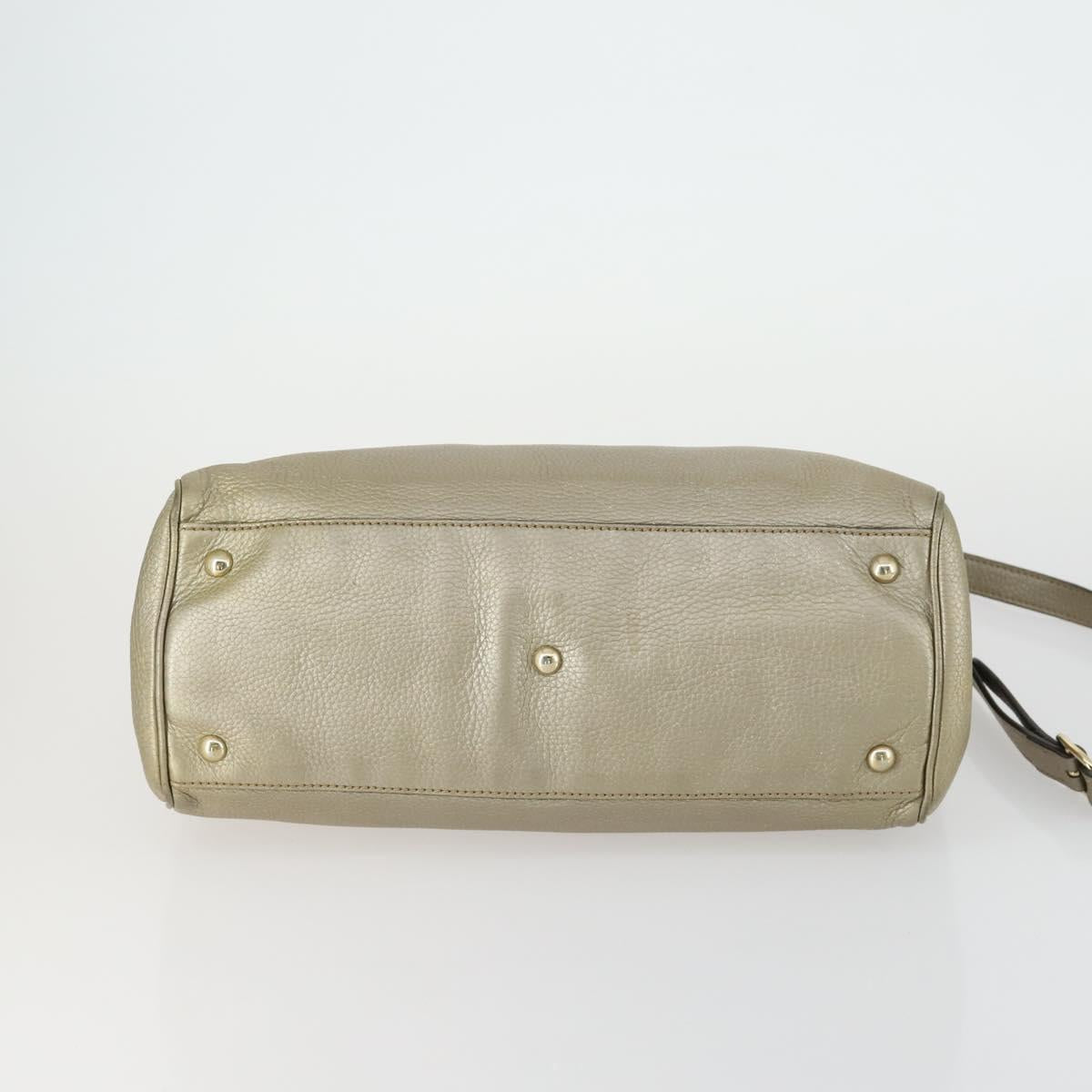 GUCCI Bamboo Hand Bag Leather 2way Beige Gold 323660 Auth ka1163