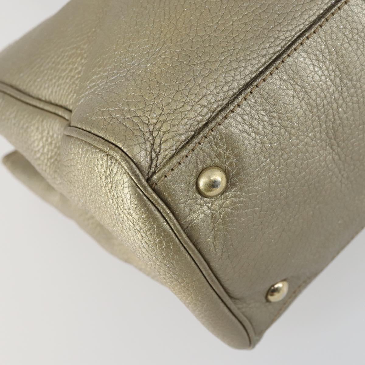GUCCI Bamboo Hand Bag Leather 2way Beige Gold 323660 Auth ka1163
