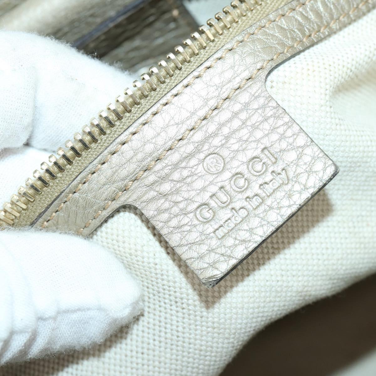 GUCCI Bamboo Hand Bag Leather 2way Beige Gold 323660 Auth ka1163