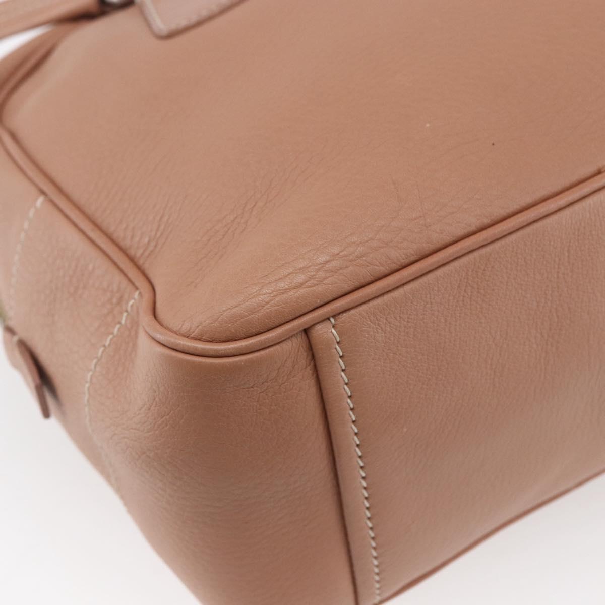 PRADA Hand Bag Leather Silver Beige Auth ka117