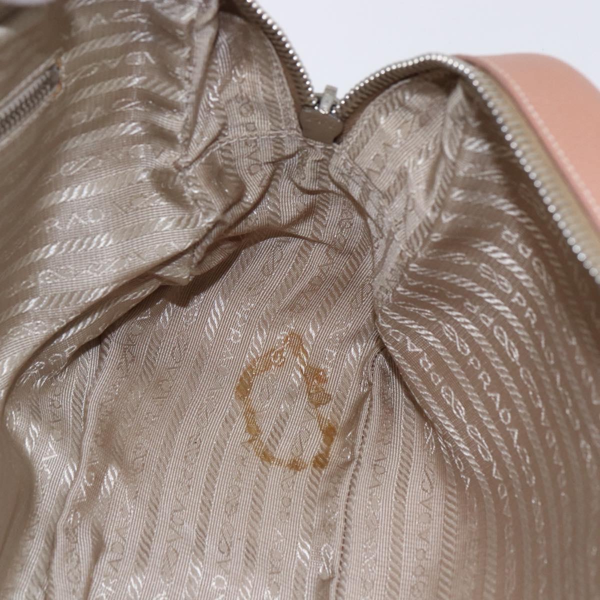 PRADA Hand Bag Leather Silver Beige Auth ka117