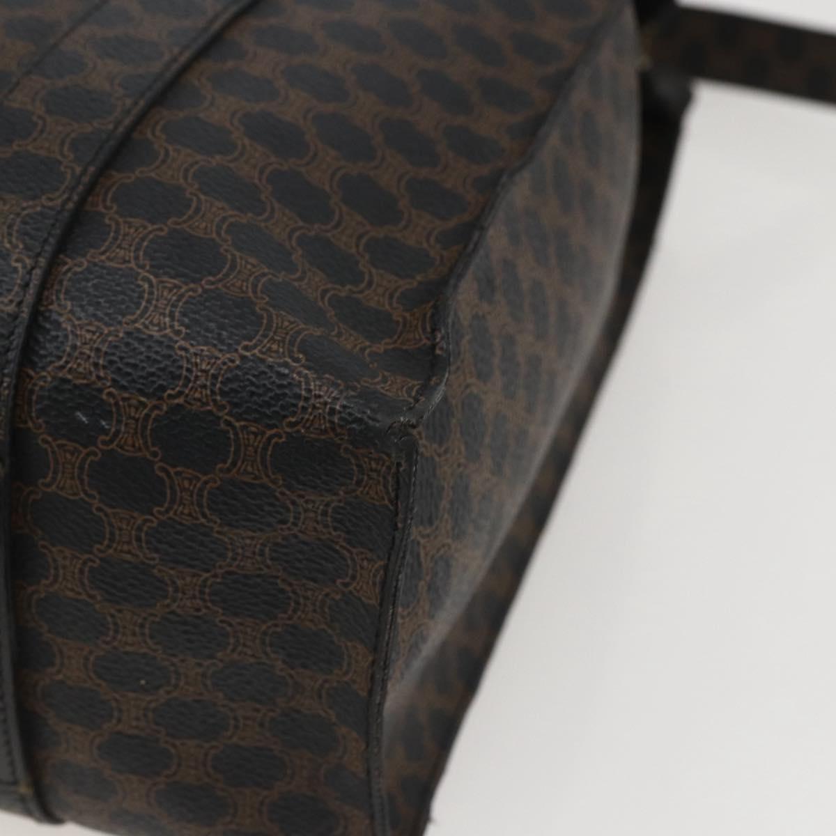 CELINE Macadam Canvas Tote Bag PVC Leather Black Gold Auth ka1178A
