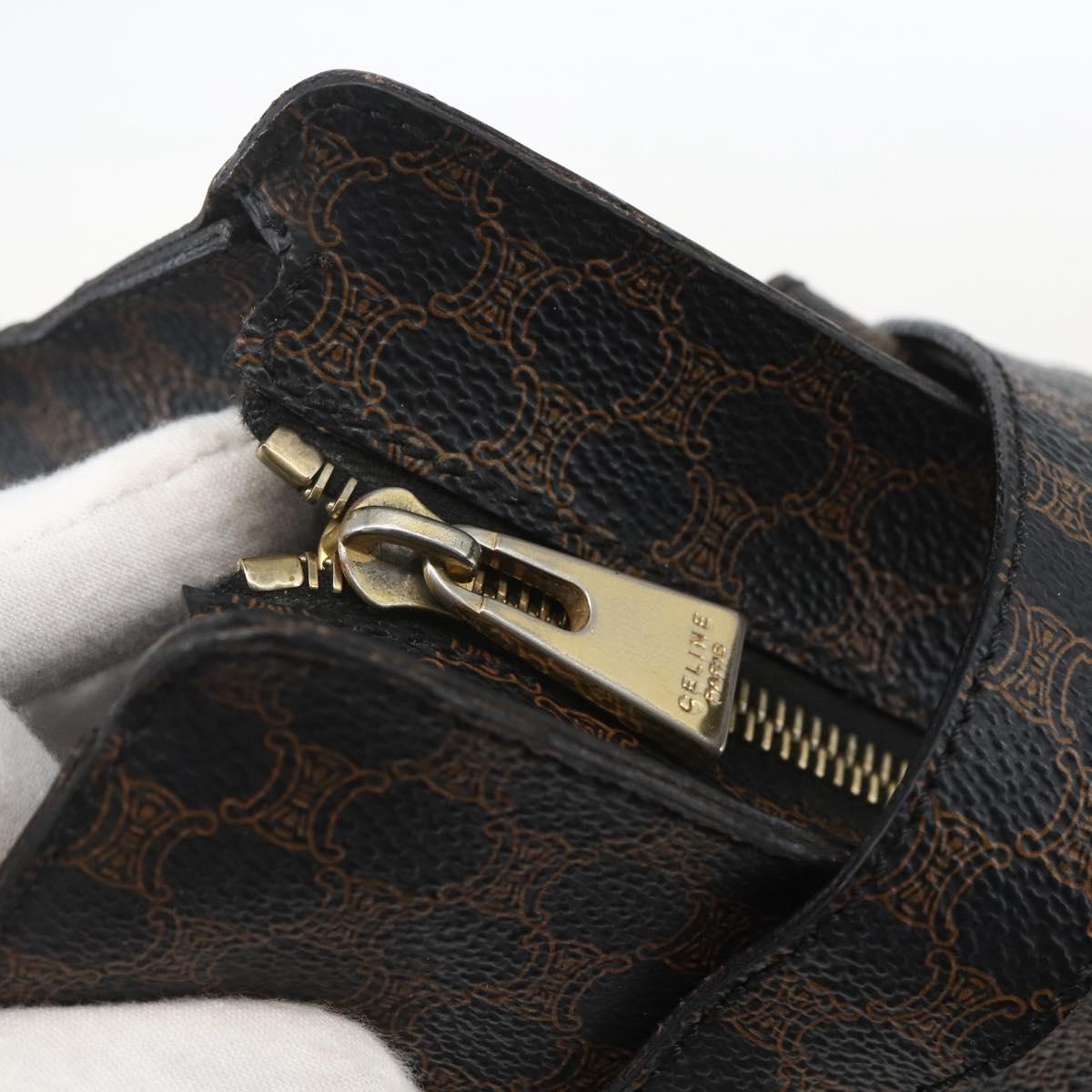 CELINE Macadam Canvas Tote Bag PVC Leather Black Gold Auth ka1178A