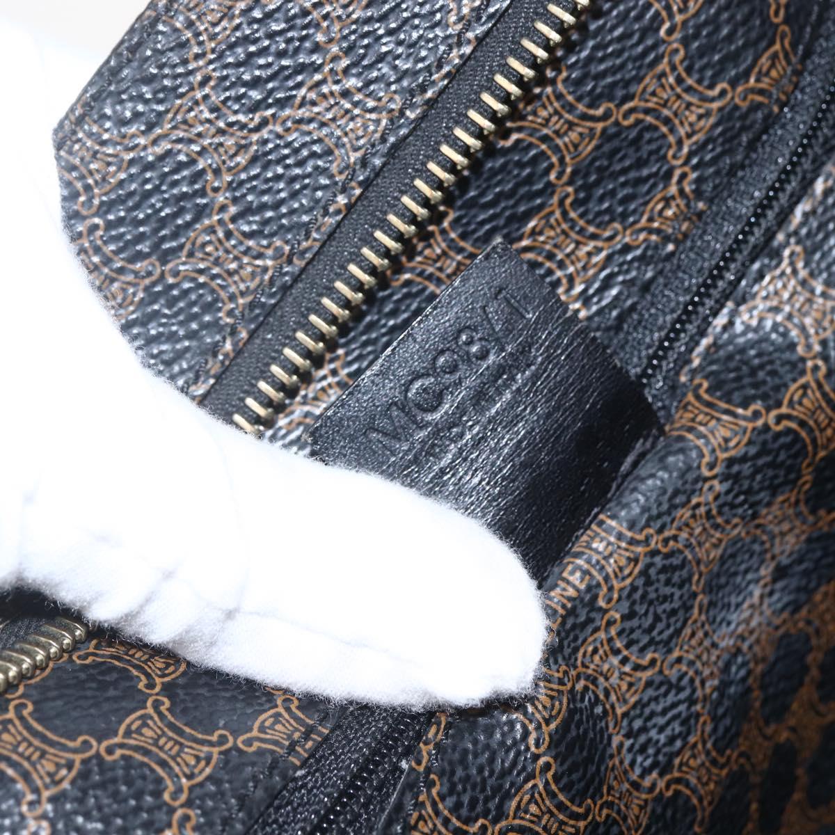 CELINE Macadam Canvas Tote Bag PVC Leather Black Gold Auth ka1178A
