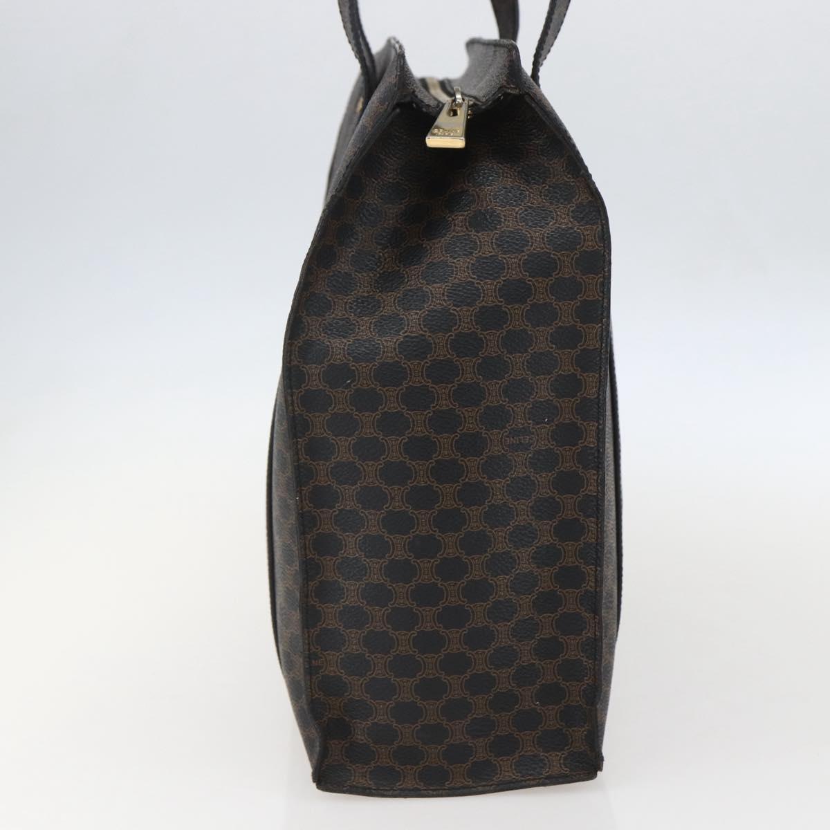 CELINE Macadam Canvas Tote Bag PVC Leather Black Gold Auth ka1178A