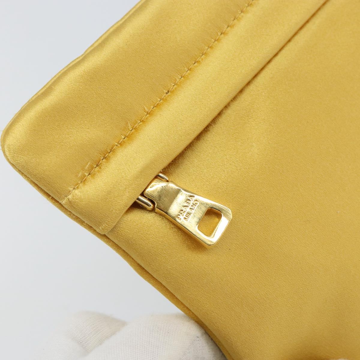 PRADA Pouch Satin Gold Auth ka1184