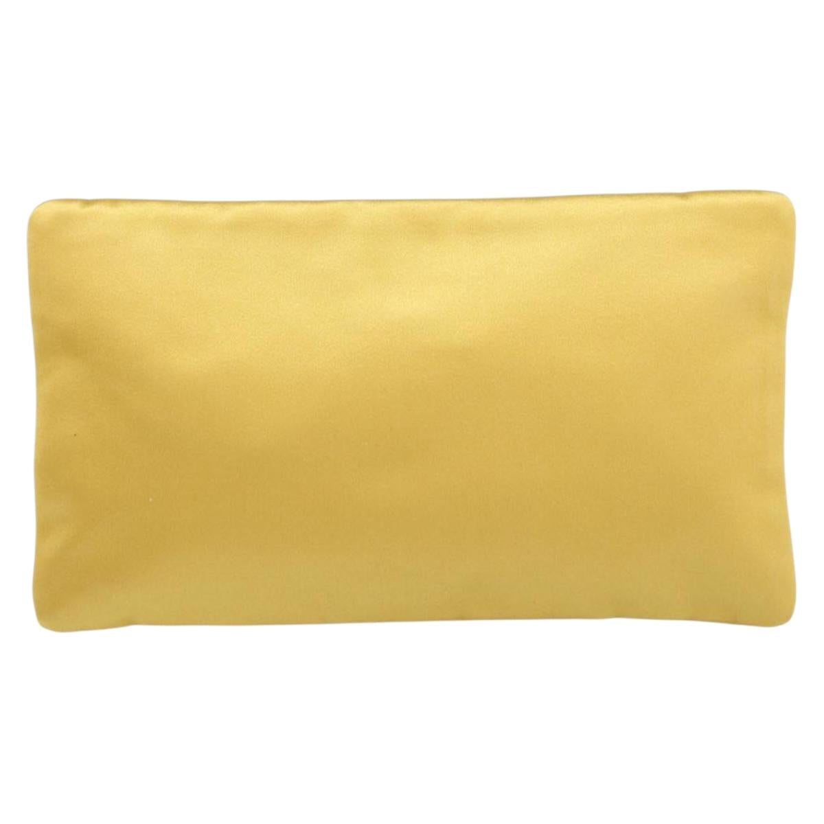 PRADA Pouch Satin Gold Auth ka1184