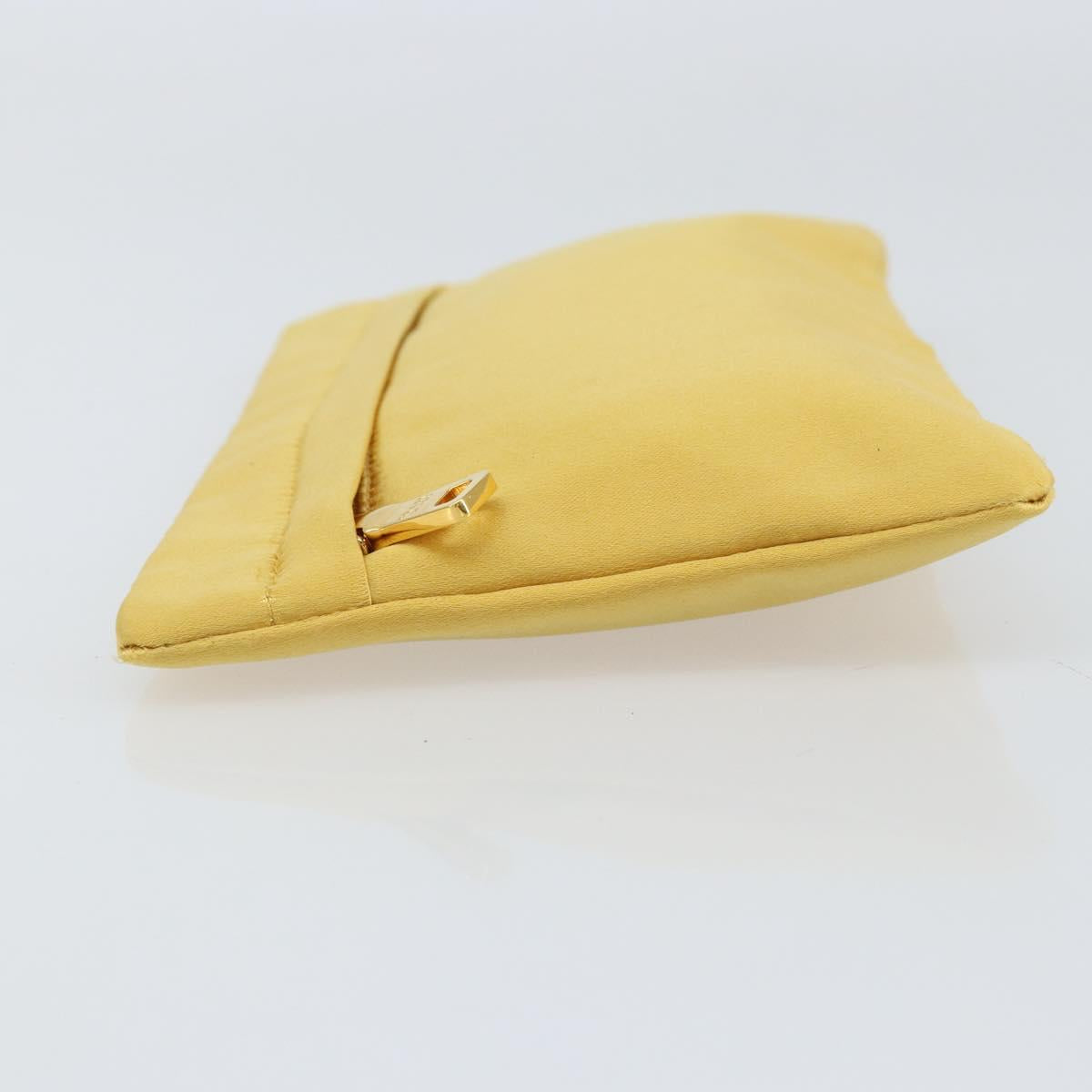 PRADA Pouch Satin Gold Auth ka1184