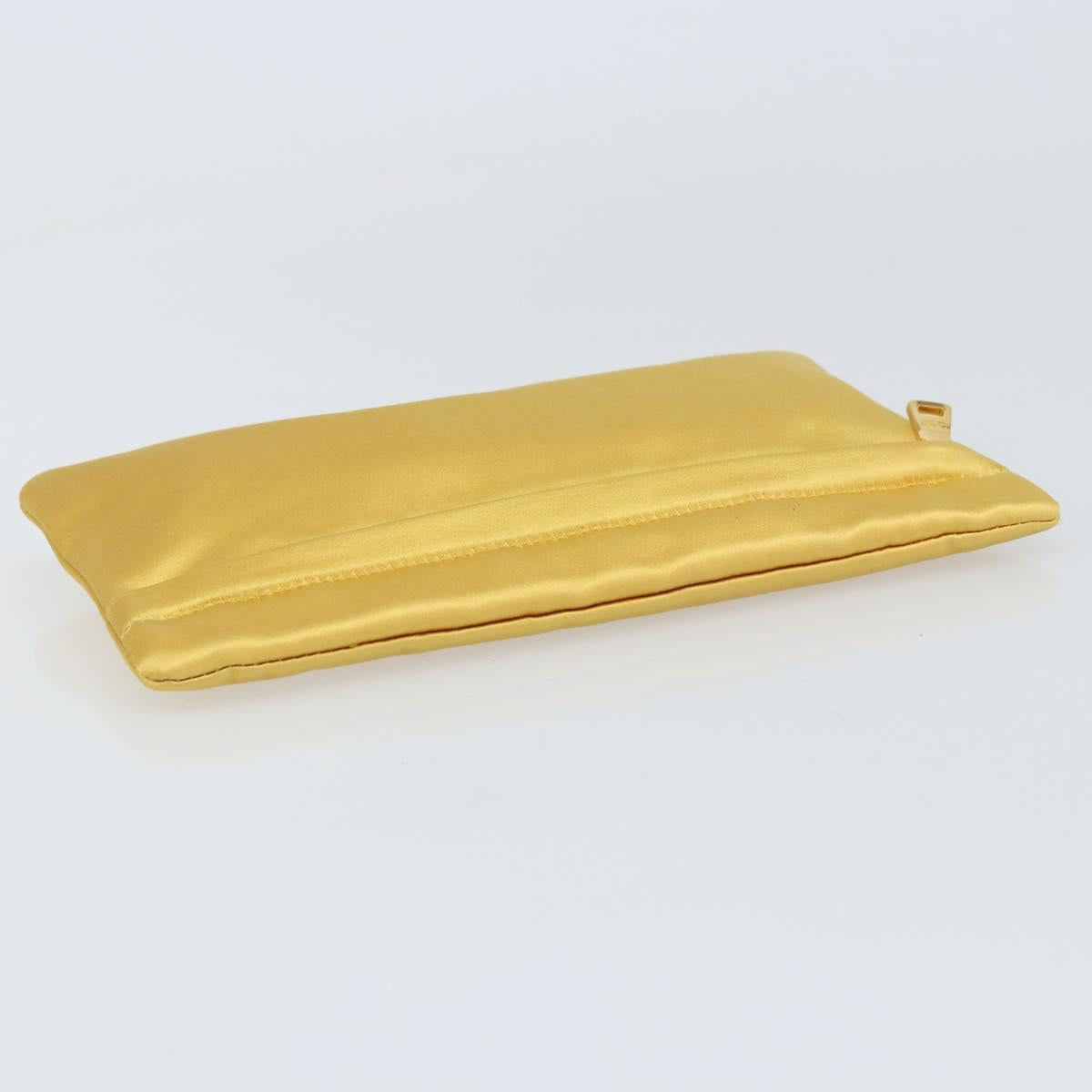 PRADA Pouch Satin Gold Auth ka1184