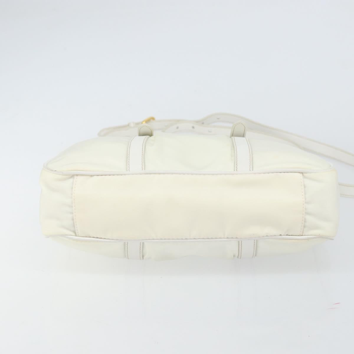 PRADA Hand Bag Nylon 2way White Gold Auth ka1185